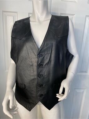💯 Leather Button Vest